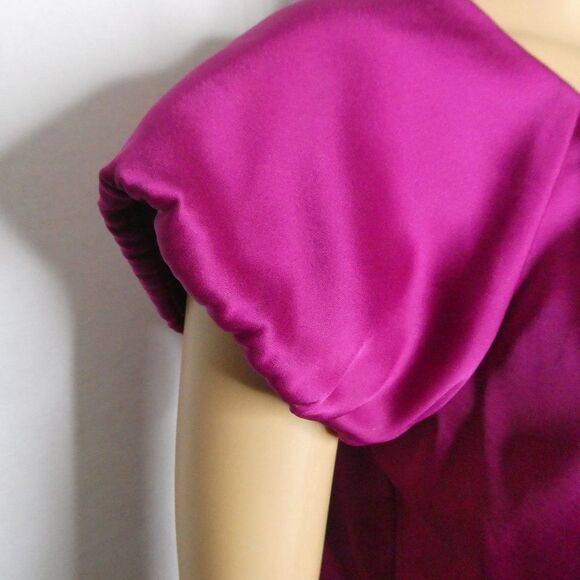 Theory Besette Bracket Pleated Blouse Top Fuchsia - Picture 5 of 9